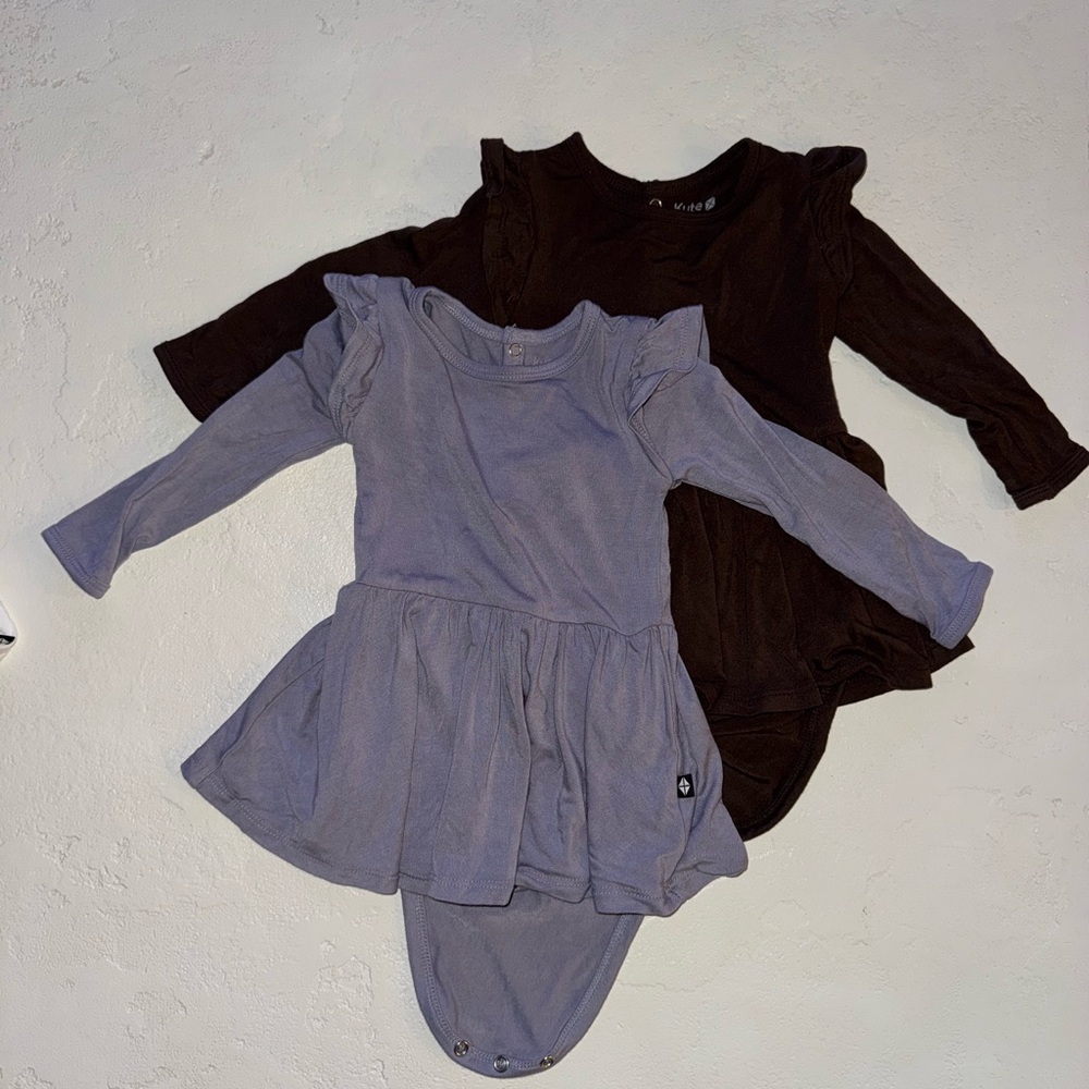 Kyte Baby Taro and Espresso Baby Dresses